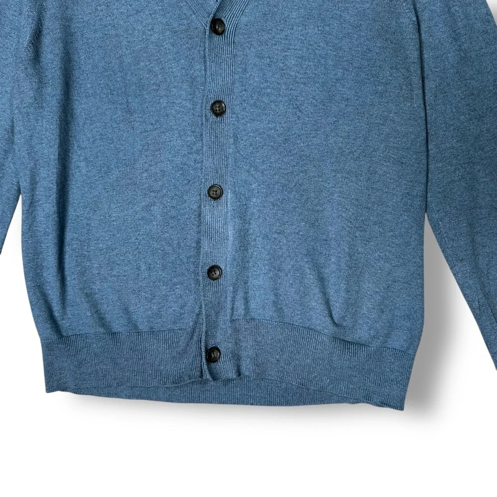 Banana Republic Mens Cardigan Sweater Sz M Silk Cashmere Blend V Neck Blue Casua